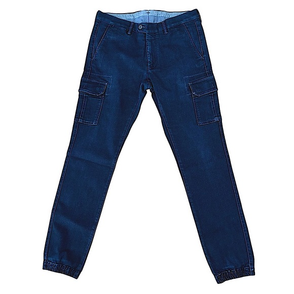SAKS FIFTH AVENUE BLACK LABEL Men’s Denim Cargo Joggers Style C17TR14 Blue 34